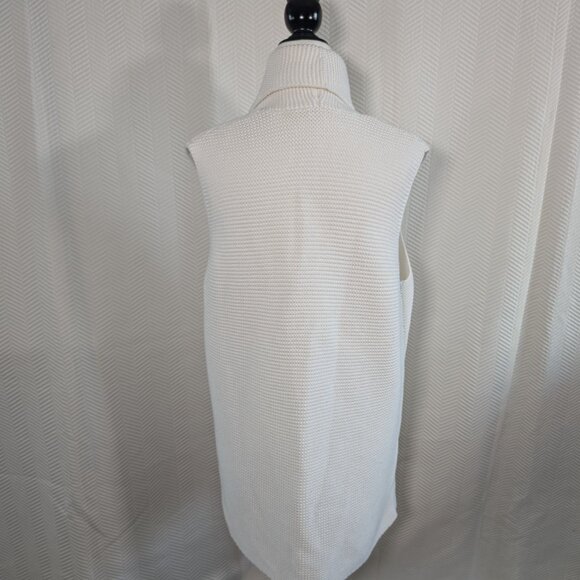 GAP for good Knit Textured Shawl-Collar Cardigan Vest White Cotton Large Cozy - Picture 3 of 11